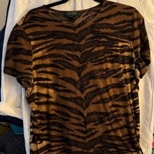 Ralph Lauren Tee Shirt Animal Print Tiger Print Size XL